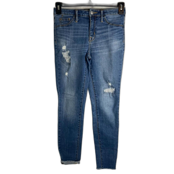 Mossimo Mid Wash High Rise Jegging Raw Hem Light Destruction Size 4/27R - Picture 9 of 9